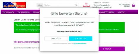 Gambio shopvote Plugin Abfrage auf Checkout